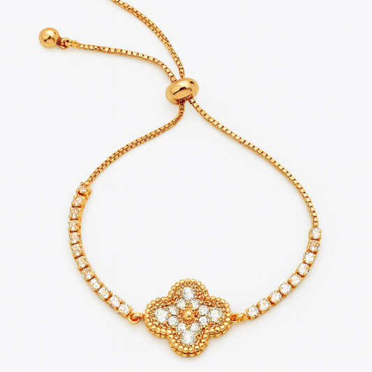 Flower Shape Rose Gold Bracelet Sterling Silver