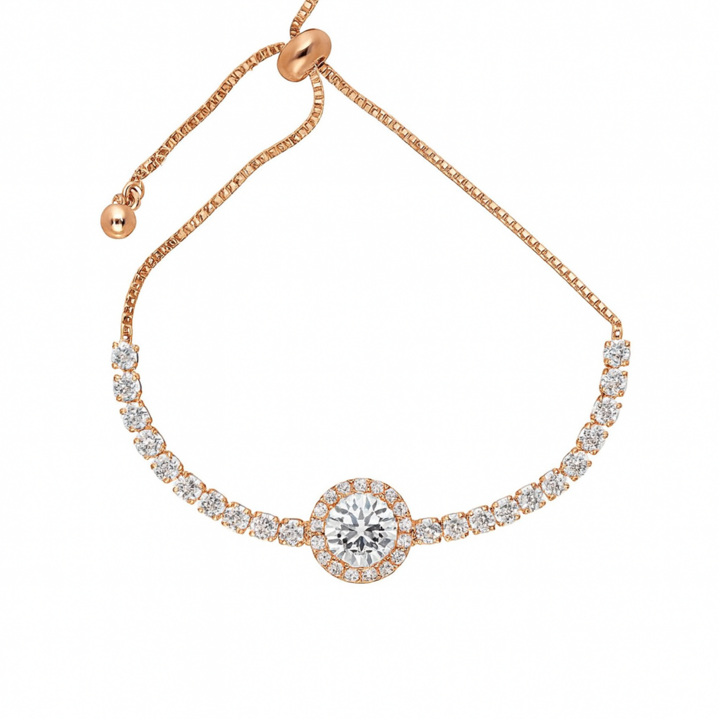 Round Stone Rose Gold Bracelet Sterling Silver