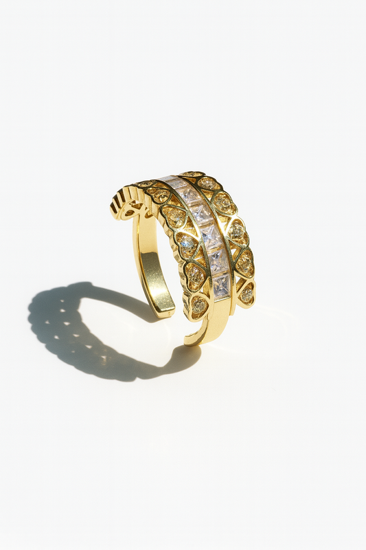 Literary Retro Charm Ring with Gold Plating