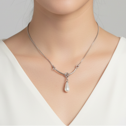 Elegant Pearl Knot Pandent With 925 Sterling Silver Minimal Chain