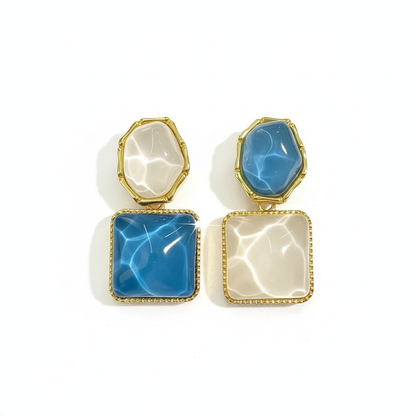 Vintage Resin Watermark  Geometric  Drop Earing