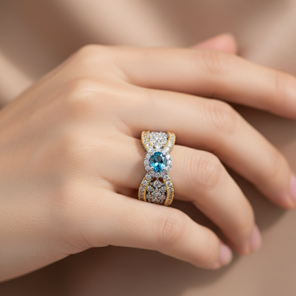 Rhinestone Ring 925-Sterling Silver Ring