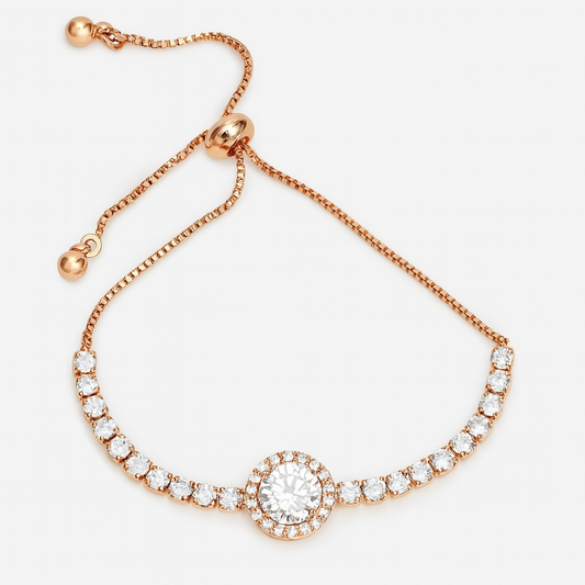 Round Stone Rose Gold Bracelet Sterling Silver