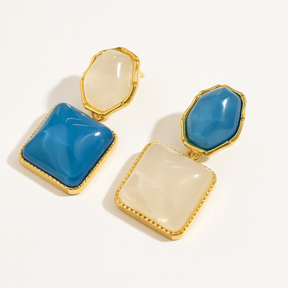 Vintage Resin Watermark  Geometric  Drop Earing